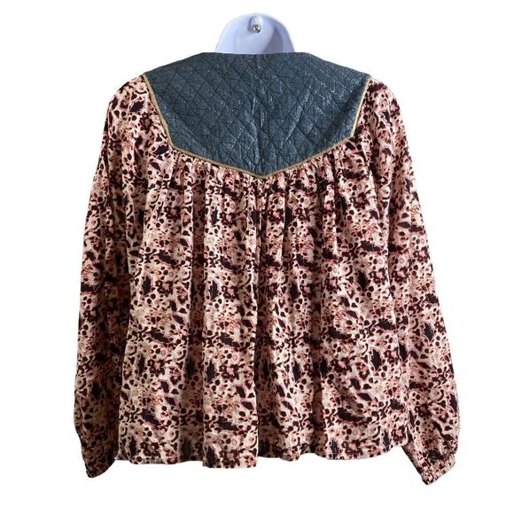 Scotch & Soda Vagabond Voyage Women's Metallic Floral Blouse Size Petite Flowy - Picture 2 of 13